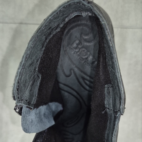 Born ankle boots women's 7 black leather block heel cap toe side zip - Picture 12 of 14